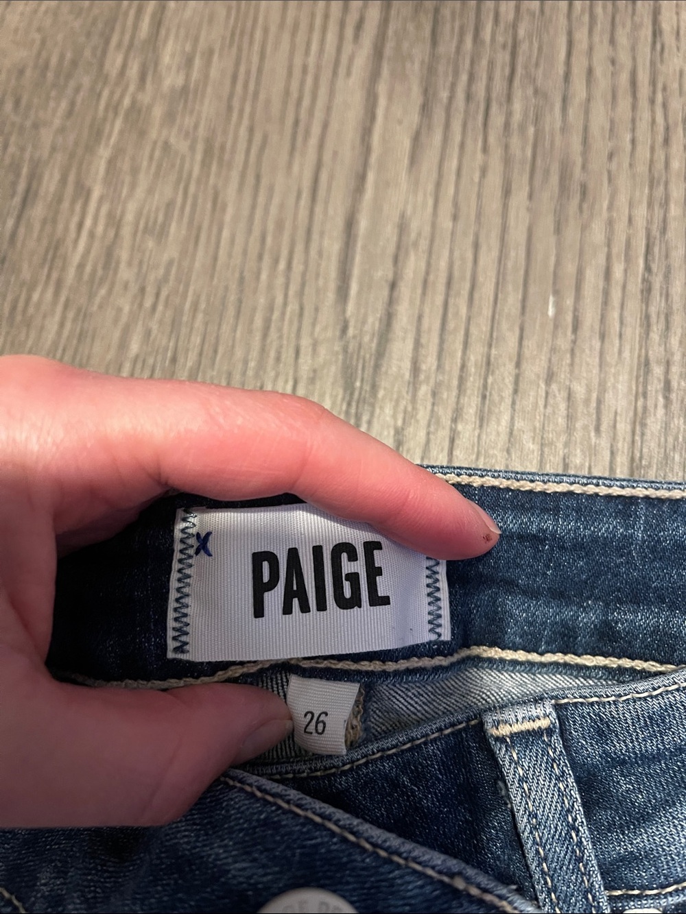 PAIGE Women's Dark Wash Straight Leg Jeans with Frayed Hem - Picture 2 of 3